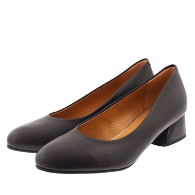 Šedé kožené lodičky s blokem Darex