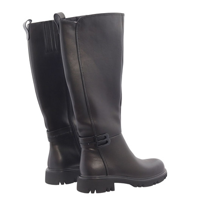 Dámské černé kožené kozačky na zip