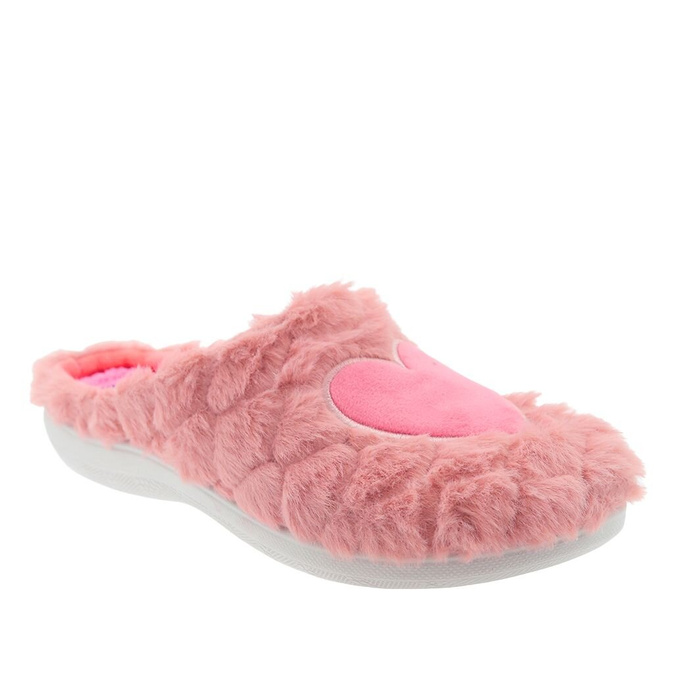 Jemné růžové kožešinové pantofle se zabudovaným podpatkem