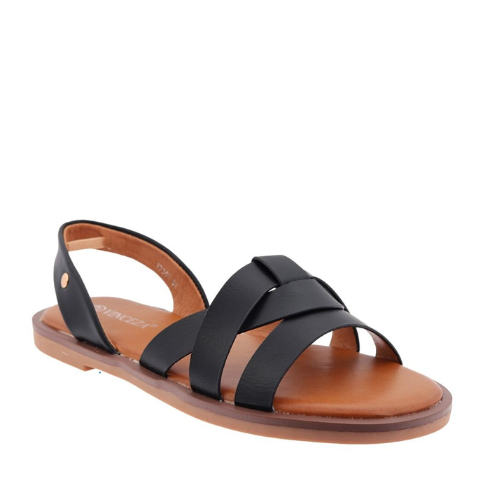 Černé sandály s plochou podrážkou značky Vinceza