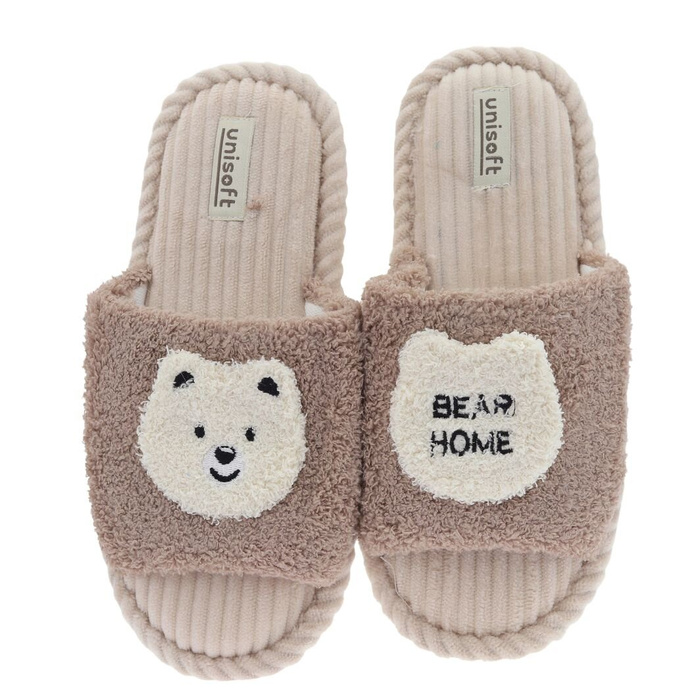 Dámské hnědé nazouvací kožešinové pantofle