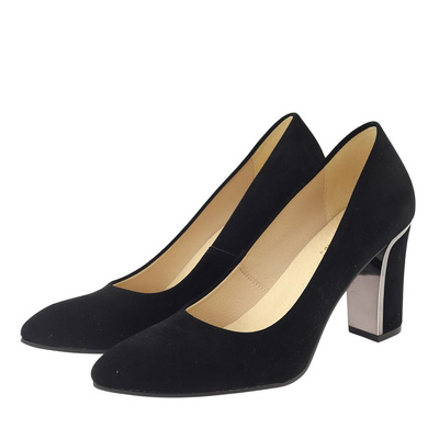 Černé semišové lodičky Dantex na vysokém podpatku