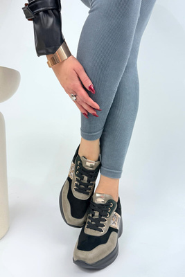 Černé dámské šněrovací tenisky z eko kůže