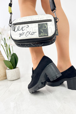 Dámské černé semišové boty na vysokém podpatku a platformě