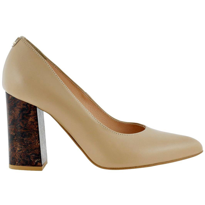 Dámské kožené lodičky na vysokém podpatku toffee barvy Arka
