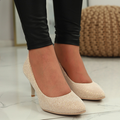 Zlaté lodičky v třpytivé barvě Dantex