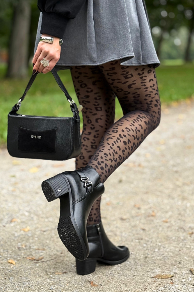 Černé kotníkové boty Potocki s ozdobným podpatkem