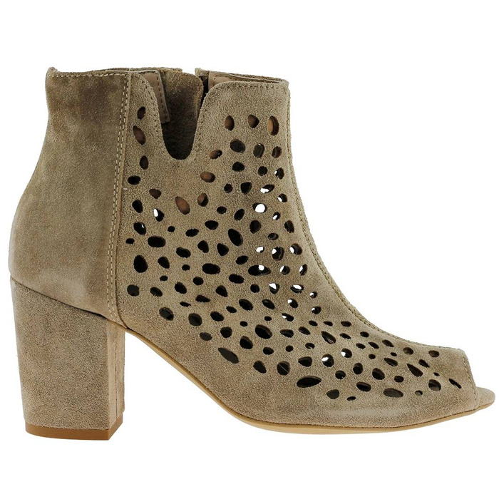 Jarní sametové kotníkové boty v béžové barvě Exquisite