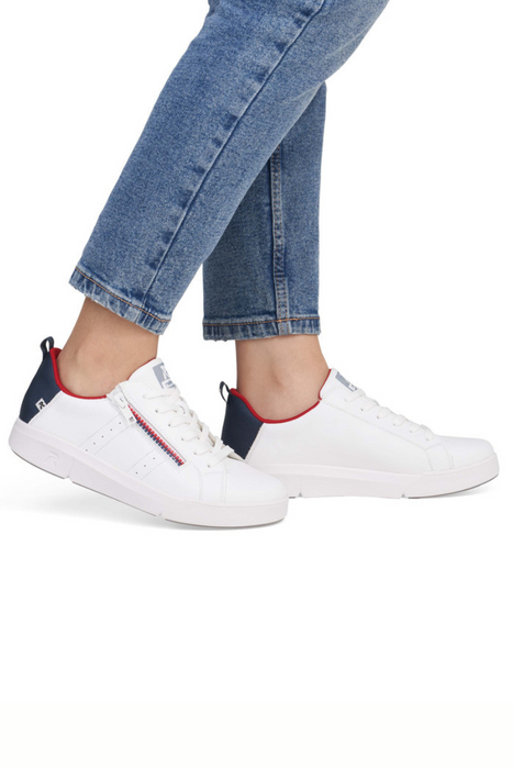 Bílé kožené dámské šněrovací boty Rieker