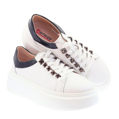 Bílé kožené sportovní boty na platformě Artiker