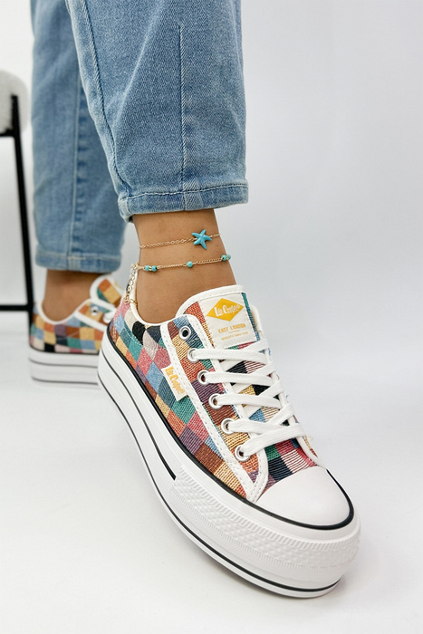 Módní vícebarevné dámské tenisky na platformě