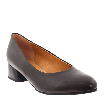 Šedé kožené lodičky s blokem Darex