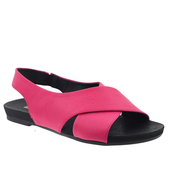 Kožené sandály Lemar fuchsiové s plochou podrážkou
