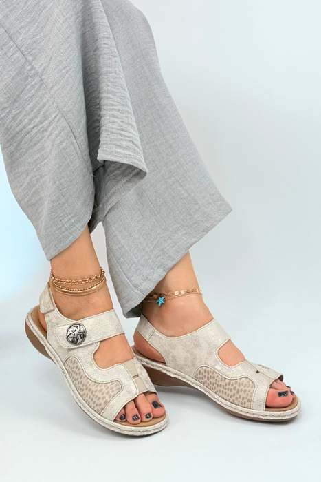 Sandály Rieker 65989-90 béžové a zlaté
