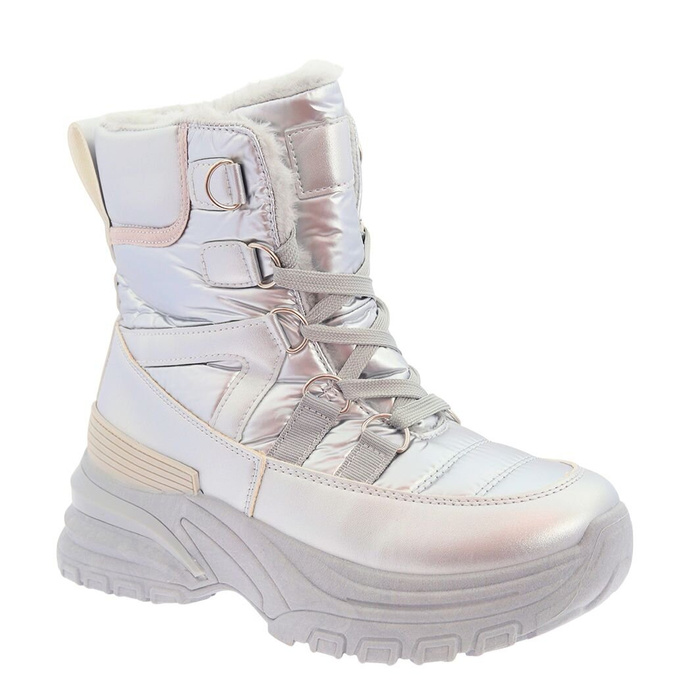 Stříbrné sněhule na platformě se tkaničkami