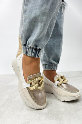 Nazouvací boty na klínku Hispanitas, bílé a zlaté