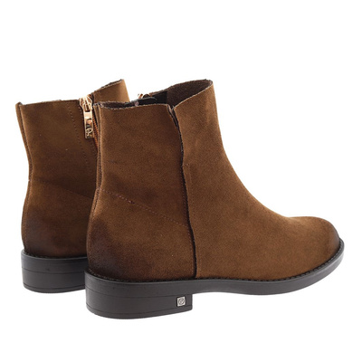 Hnědé semišové ploché boty, zateplené