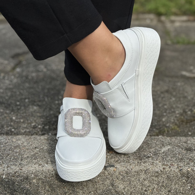 Bílé kožené boty na platformě Artiker