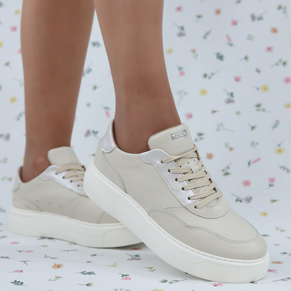 Béžové kožené boty 0RRS6_X__7THF Ryłko