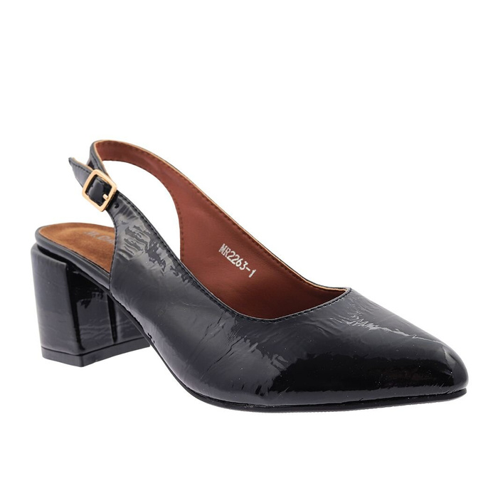 Dámské černé lakované lodičky s blokem