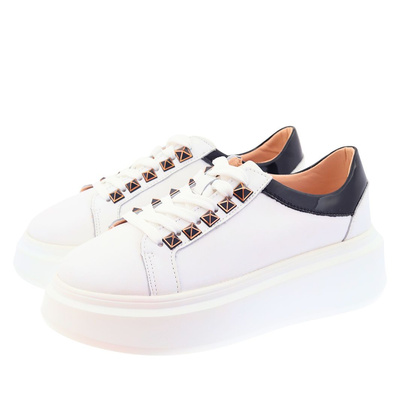 Bílé kožené sportovní boty na platformě Artiker