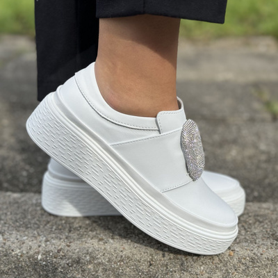 Bílé kožené boty na platformě Artiker