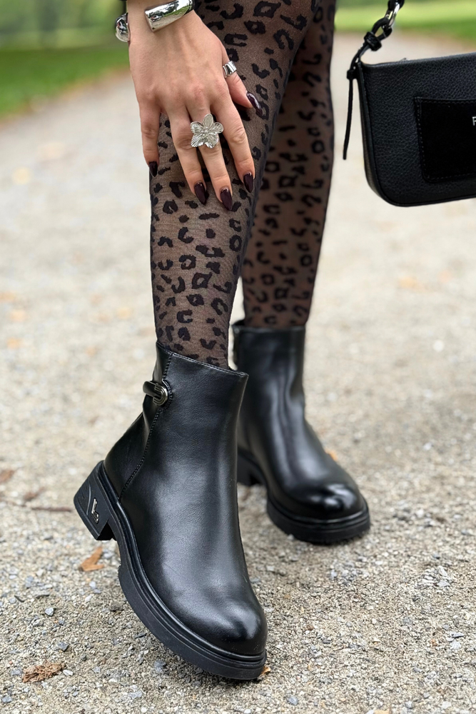 Černé kotníkové boty Potocki s ozdobným podpatkem