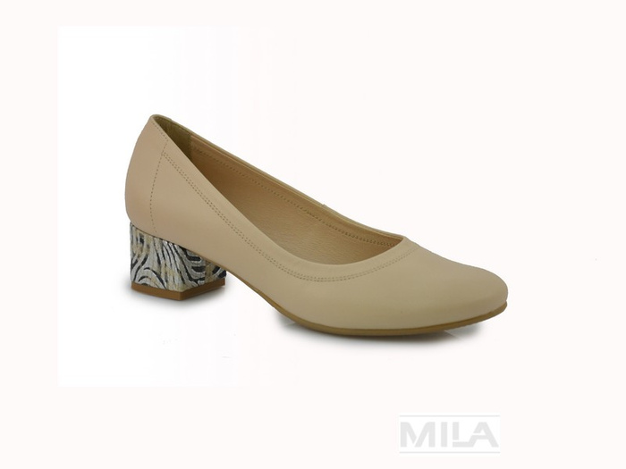 ARKA 5627 béžové lodičky s ozdobným podpatkem