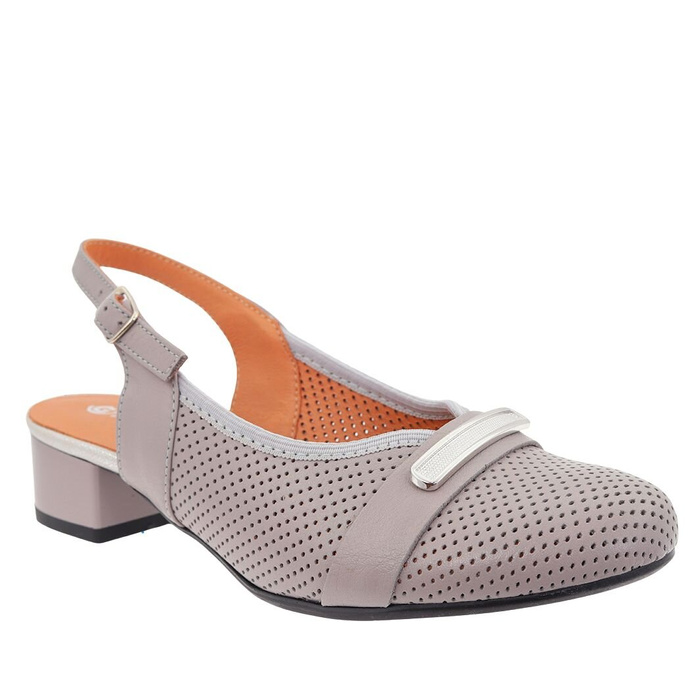 Šedé sandály z perforované kůže s blokem Galant