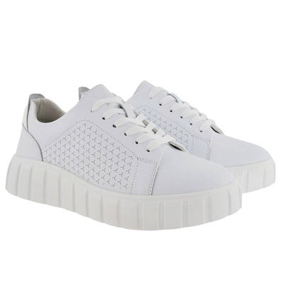 Bílé dámské kožené tenisky na platformě Evento