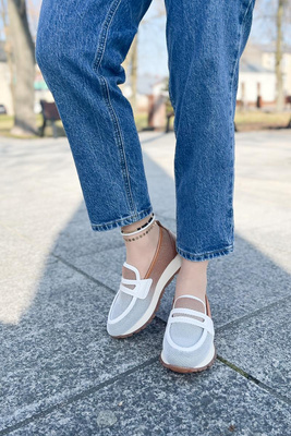 Dámské kožené hnědobílé nazouváky Hispanitas