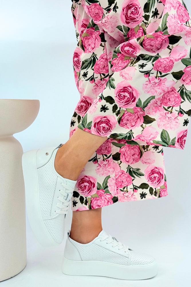 Bílé kožené tenisky na silné platformě Filippo