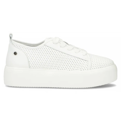 Bílé kožené tenisky na silné platformě Filippo