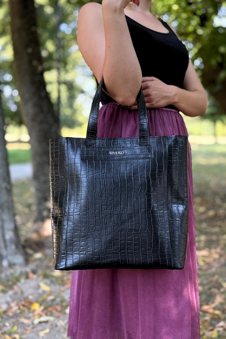 Velká béžová kožená nákupní taška Ryłko