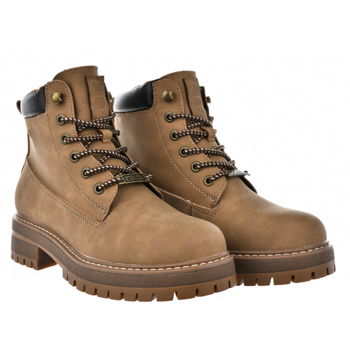 Dámské hnědé kotníkové boty na šněrování