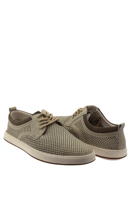 Pánské perforované kožené boty béžové barvy