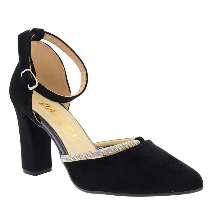 Černé semišové lodičky na vysokém podpatku