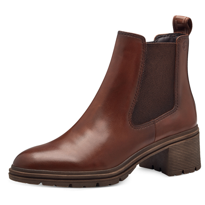 Kožené kotníkové boty Tamaris v koňakové barvě