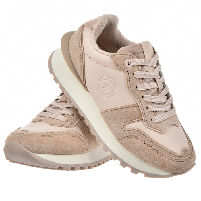 Dámské semišové kožené tenisky v nahé barvě