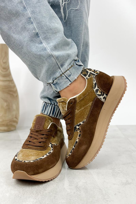 Hnědé kožené semišové tenisky na platformě Big Star