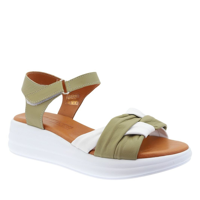 Olivově bílé kožené sandály Artiker