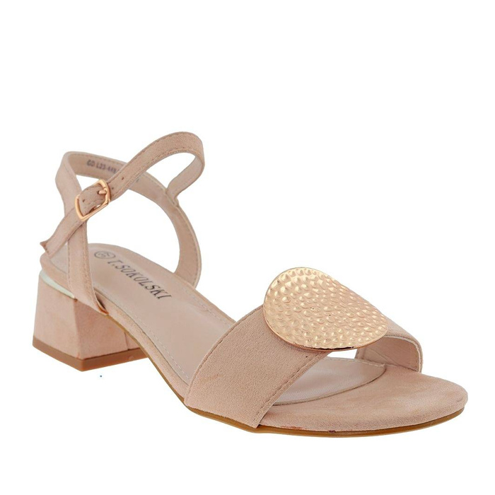 Béžové semišové sandály na nízkém podpatku T. Sokolski