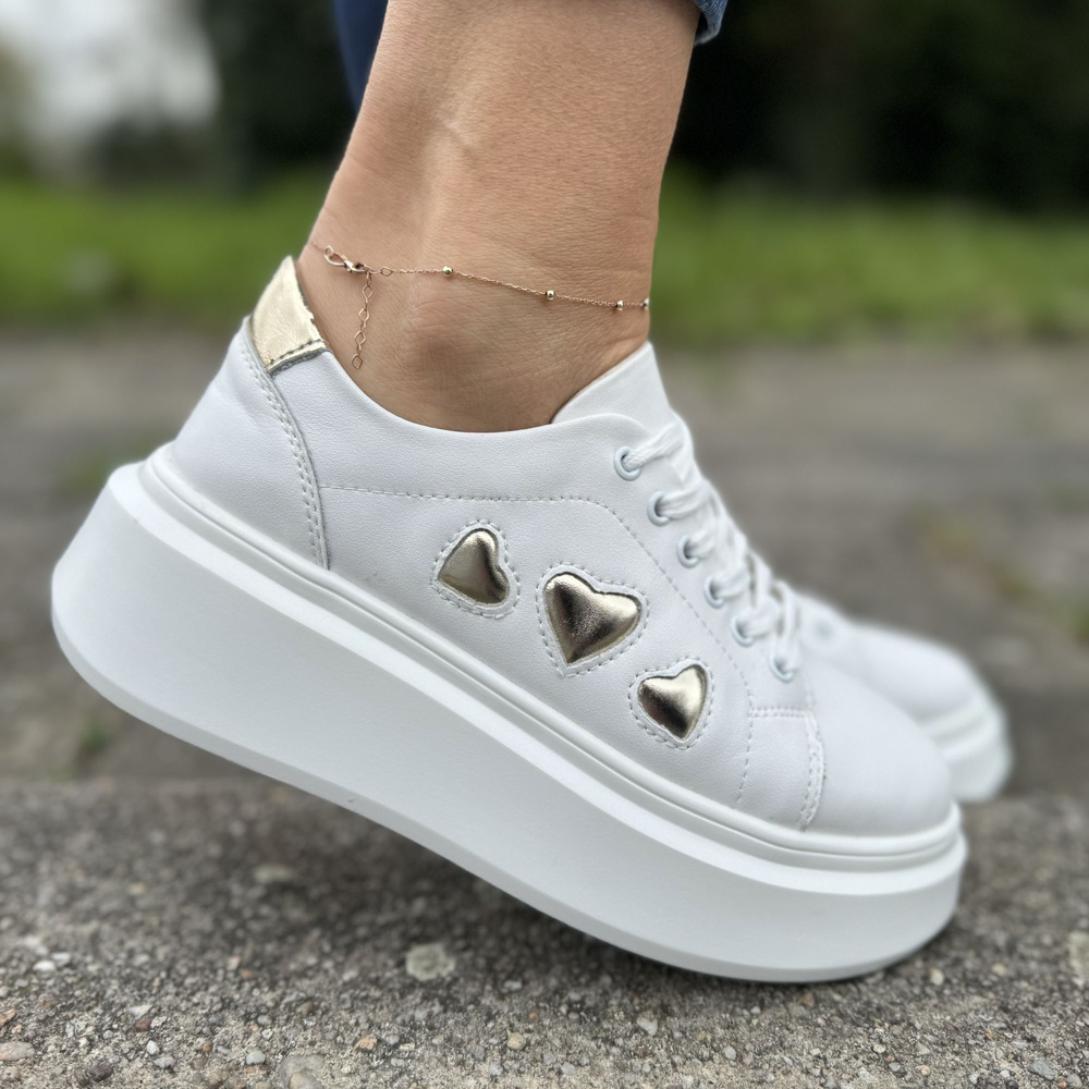 Bílé a zlaté kožené boty na platformě Artiker