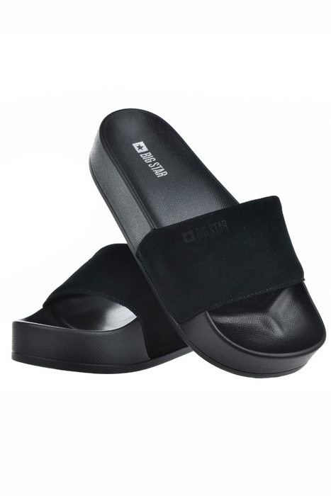 Klapki damskie czarne z ekoskóry płaskie Big Star