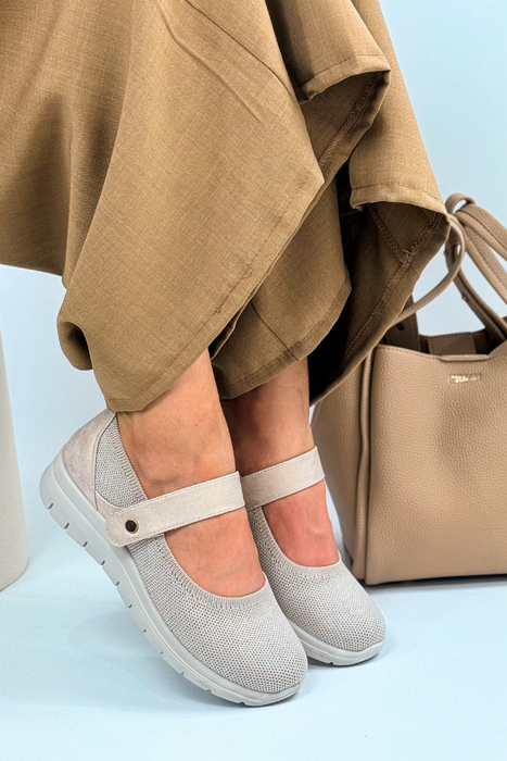 Dámské béžové ploché boty na suchý zip