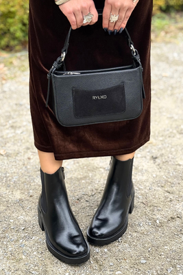 Hnědé semišové ploché boty, zateplené