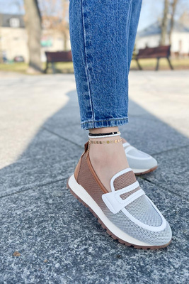 Dámské kožené hnědobílé nazouváky Hispanitas