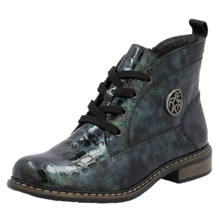 Kožené kozačky s motivem hadí kůže na nízkém podpatku