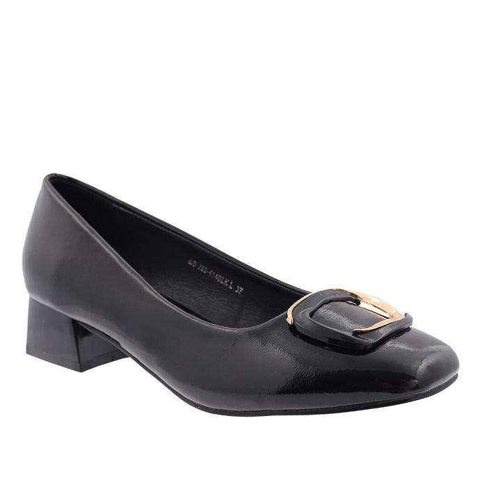 Dámské černé lakované lodičky na vysokém podpatku