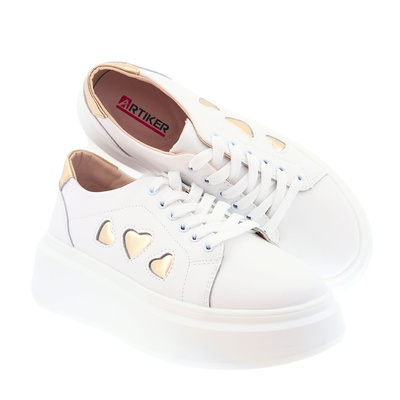 Bílé a zlaté kožené boty na platformě Artiker